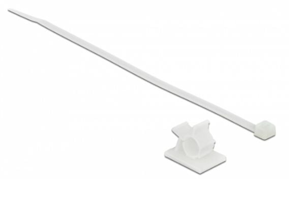Delock - Kabelbandsats - bordsmonterbar, väggmontering - 20 cm - vit