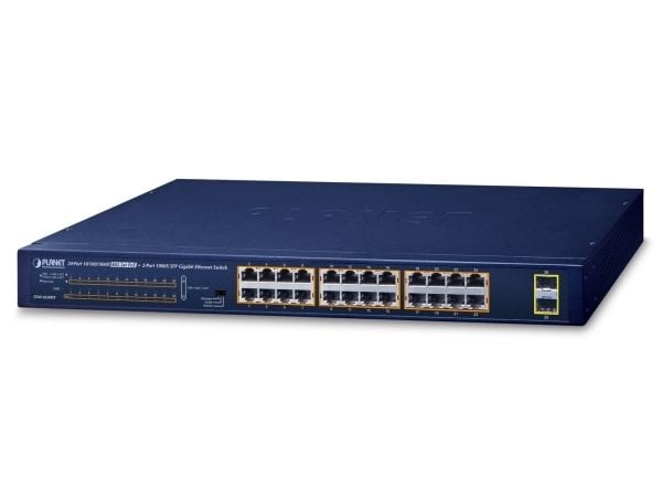 PLANET GSW-2620HP - Switch - 24 x 10/100/1000 (PoE+) + 2 x Gigabit SFP - stasjonær, rackmonterbar - PoE+ (220 W)