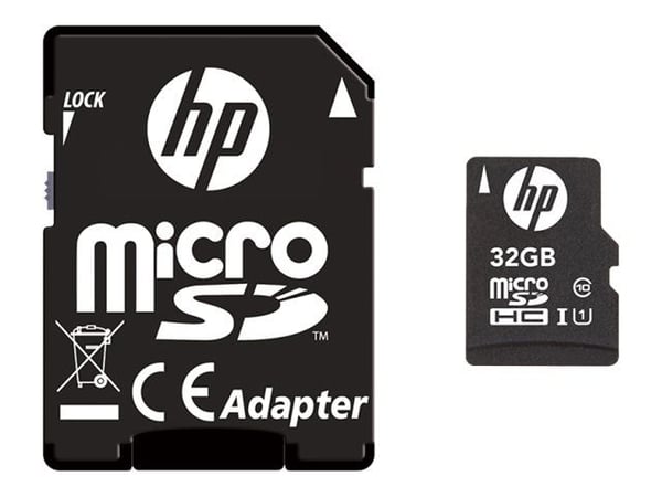 HP - Flash-muistikortti (mukana microSDHC-SD-sovitin) - 32 GB - Luokka 10 - microSDHC - microSDHC