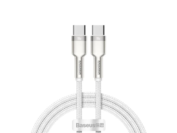 Baseus 6953156202375, 2 m, USB C, USB C, USB 2.0, 0,48 Gbit/s, Silver, Vit