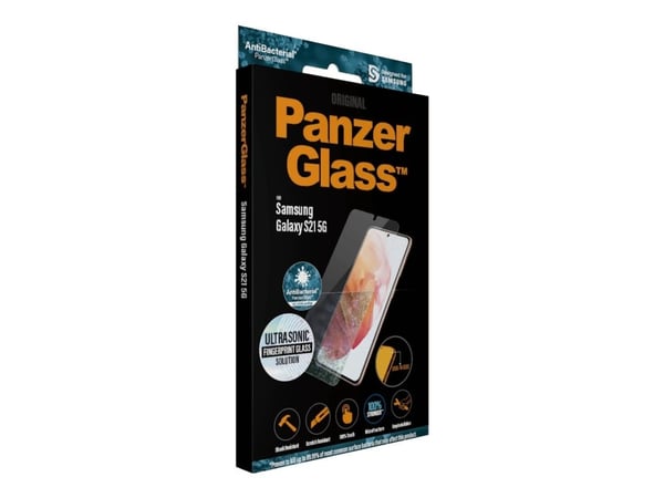 PanzerGlass™ | Antibakteriell - Skjermbeskytter for mobiltelefon - Kant-til-kant-passform - Krystallklar | Samsung Galaxy S21 5G
