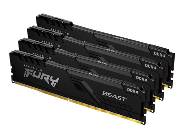 Kingston FURY Beast - DDR4 - sats - 64 GB: 4 x 16 GB - DIMM 288-pin - 3200 MHz / PC4-25600 - CL16 - 1.35 V - ej buffrad - icke ECC - svart Kingston FURY Beast - DDR4 - sats - 64 GB: 4 x 16 GB - DIMM 288-pin - 3200 MHz / PC4-25600 - CL16 - 1.35 V - ej buffrad - icke ECC - svart