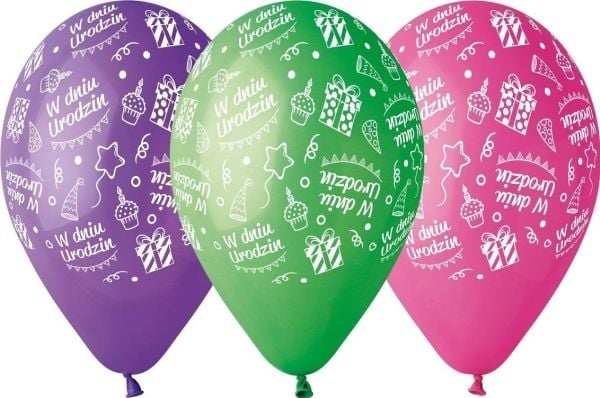 GMR ballonger pastell miks farger W Dzien Urodzin - 30 cm - 5 stk universell