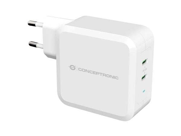 Conceptronic ALTHEA - Strømadapter - 100 watt - PD 3.0 - 2 utgangskontakter (2 x USB-C) - hvit
