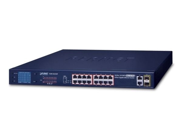 PLANET FGSW-1822VHP - Switch - ikke-styrt - 16 x 10/100 (PoE+) + 2 x kombo-Gigabit SFP - stasjonær - PoE+ (300 W)