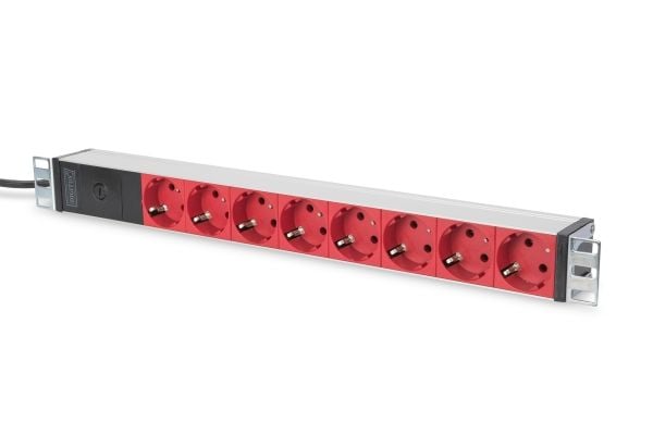 DIGITUS Professional DN-95410-R - Flerkoplingslist (kan monteres i rack) - AC 220-240 V - 4000 watt - inngang: IEC 60320 C14 - utgangskontakter: 8 ...