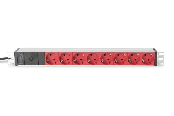 DIGITUS Professional DN-95410-R - Flerkoplingslist (kan monteres i rack) - AC 220-240 V - 4000 watt - inngang: IEC 60320 C14 - utgangskontakter: 8 ...