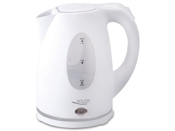 Adler AD1207, 1,5 L, 2000 W, Valkoinen, Veden tason ilmaisin, Johdoton, Suodatus