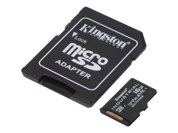 Kingston Technology Industrial, 16 GB, MicroSDHC, Luokka 10, UHS-I, Class 3 (U3), V30