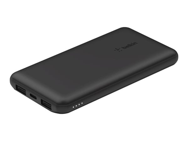 Belkin BoostCharge - Strømbank - 10000 mAh - 15 watt - 3 utgangskontakter (USB-C, 2 x USB) - svart