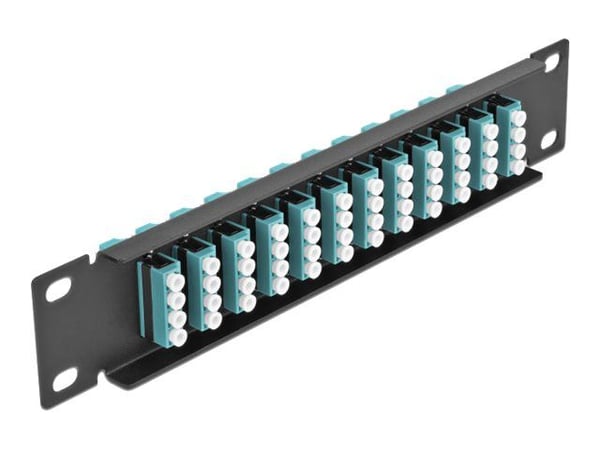 Delock - Koblingspanel - skapmonterbar - LC MM X 48 - svart, akvamarin - 1U - 10"