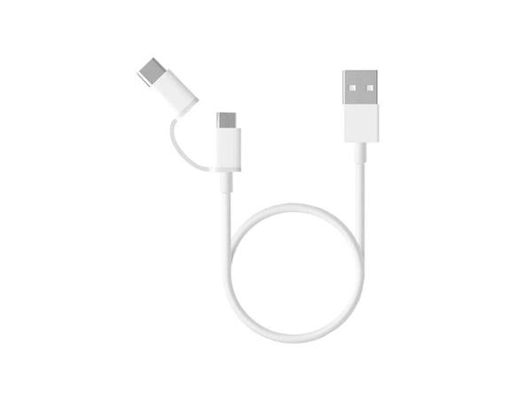 Xiaomi Mi 2-in-1 - USB-kabelsett - 2.4 A - 30 cm - hvit