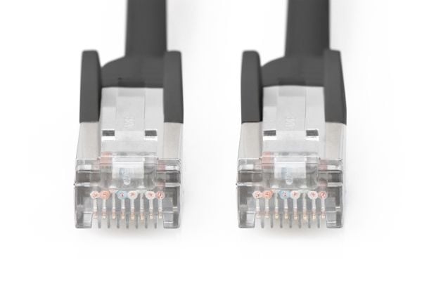 DIGITUS - Koblingskabel - RJ-45 (hann) til RJ-45 (hann) - 10 m - SFTP, PiMF - CAT 6 - halogenfri, formstøpt, uten hindringer - svart