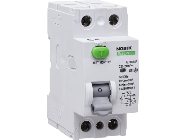Noark vikavirtasuojakatkaisijat Ex9L-N 2P 25A 30mA