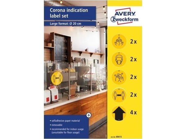 Avery 49415, Rund, Gult, Papir, Selvklebende, 12 stykker, 20 cm