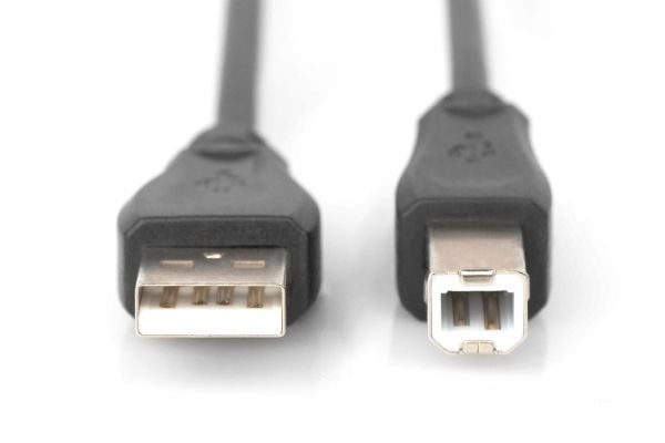 DIGITUS - USB-kaapeli - USB (uros) - USB Type B (uros) - 3 m - muotoiltu - musta