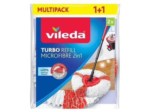 Vileda 4023103198227, Moppipää, Punainen, Valkoinen, Mikrokuitu, Polyamidi, Polyesteri, 2 kpl