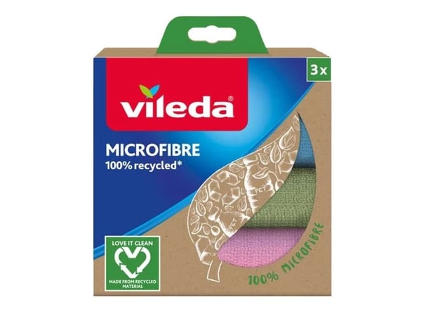 Vileda mikrofiberklut 100 % resirkulert, 3 stk.