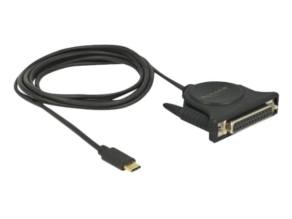 Delock - USB / parallell-kabel - USB-C (hann) til DB-25 (hunn) - 1.8 m - tommelskruer - svart