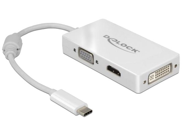 DeLOCK 63924, USB Type-C, 3840 x 2160 pikseliä, Valkoinen, 60 Hz, 0,13 m, Windows 10, Windows 7, Windows 8.1