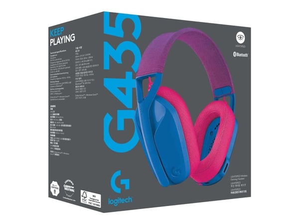 Logitech G435 LIGHTSPEED - Hodesett - Full størrelse - 2,4 GHz - Trådløs - USB - Blå