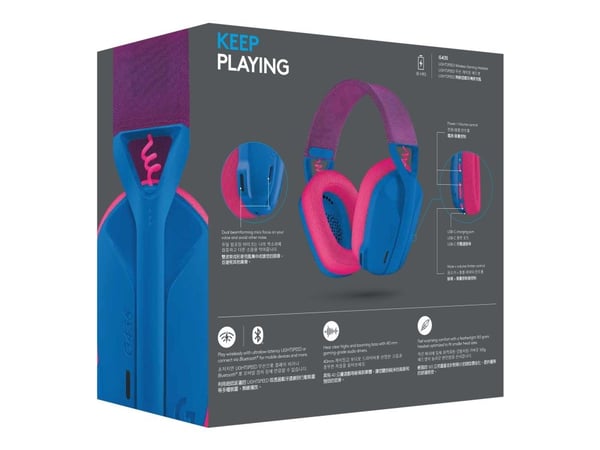 Logitech G435 LIGHTSPEED - Hodesett - Full størrelse - 2,4 GHz - Trådløs - USB - Blå