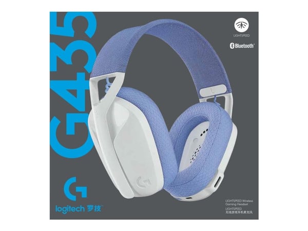 Logitech G435 LIGHTSPEED - Hodesett - Full størrelse - 2,4 GHz - Trådløs - USB - Hvit