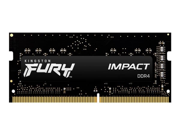 Kingston FURY Impact - DDR4 - sett - 16 GB: 2 x 8 GB - SO DIMM 260-pin - 3200 MT/s / PC4-25600 - CL20 - 1.2 V - ikke-bufret - ikke-ECC - svart