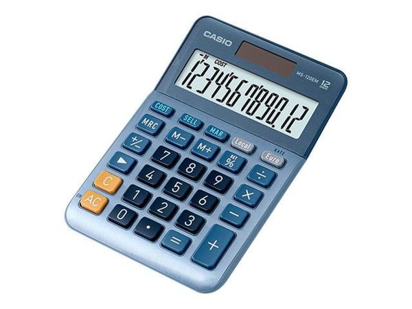 Casio MS-120EM - Skrivebordskalkulator - 12 sifre - solcellepanel, batteri - blå