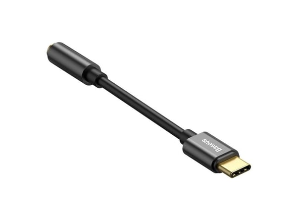 Baseus CATL54-01, Typ-C, 3,5 mm, Sort