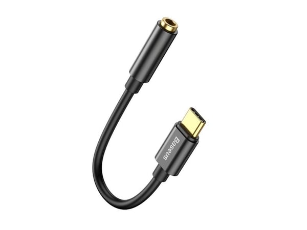 Baseus CATL54-01, Typ-C, 3,5 mm, Sort