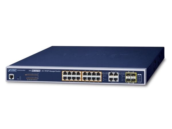 PLANET GS-4210-16P4C, Håndtert, L2/L4, Gigabit Ethernet (10/100/1000), Strøm over Ethernet (PoE), Rack-montering, 1U