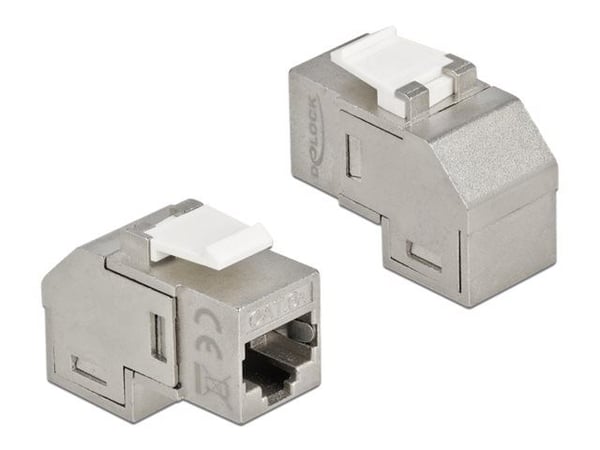 Delock - Modulinnlegg (kopling) - CAT 6a - STP - RJ-45 - hvit, sølv