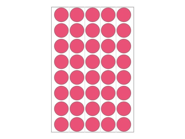 HERMA - Permanet adhesiv - lysende rød - 19 mm rund 960 etikett(er) (24 ark x 40) merkelapper