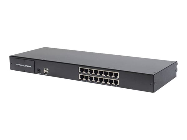 Digitus Professional DS-72211-5GE - KVM-konsol med omkopplare för tangentbord/video/mus - 16 portar - tyska - 19" - kan monteras i rack - 1366 x 76...