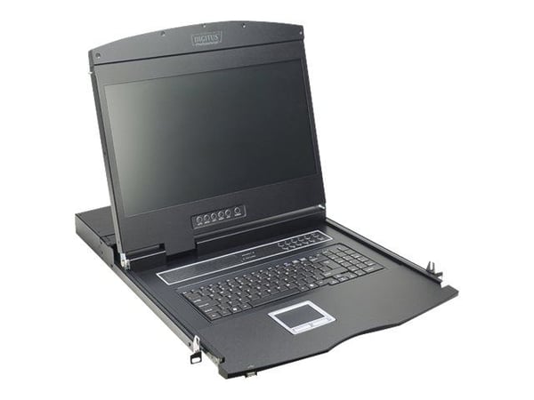 Digitus Professional DS-72211-5GE - KVM-konsoll med KVM-svitsj - 16 porter - Tysk - 19" - kan monteres i rack - 1366 x 768 @ 60 Hz - 1000:1 - svart...