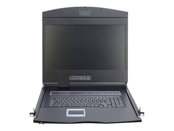 Digitus Professional DS-72211-5GE - KVM-konsoll med KVM-svitsj - 16 porter - Tysk - 19" - kan monteres i rack - 1366 x 768 @ 60 Hz - 1000:1 - svart...