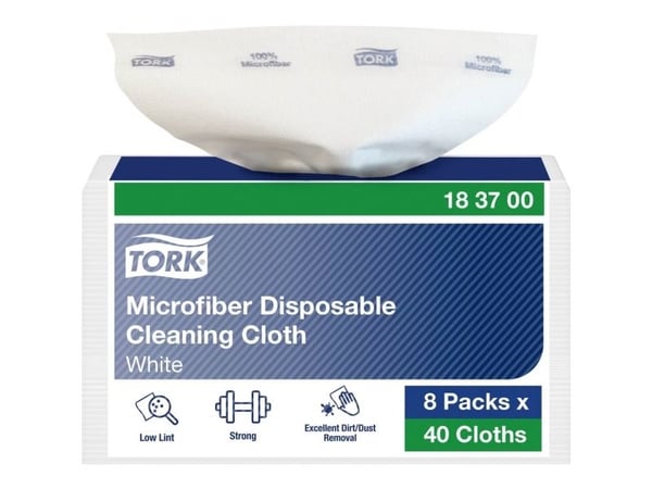 Tork 183700, Mikrofiber, Hvit, Ingen mønster, Håndvask/maskinvask, 340 mm, 240 g
