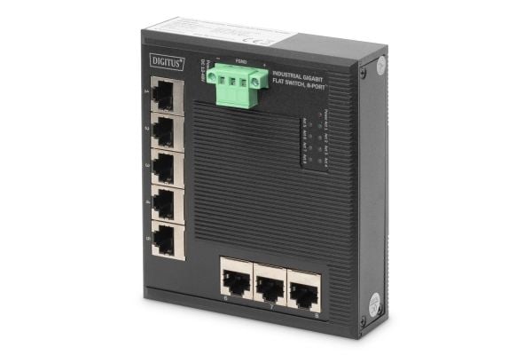 DIGITUS DN-651127 - Switch - 8 x 10/100/1000 - DIN-skinnemonterbar - DC-strøm
