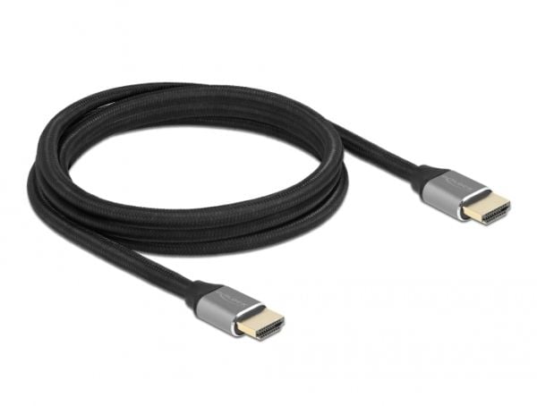 Delock - Ultra High Speed - HDMI-kabel - HDMI hann til HDMI hann - 2 m - trippel beskyttelse - grå - gullglimtkontakter, 8 K 60 Hz (7680 x 4320) st...