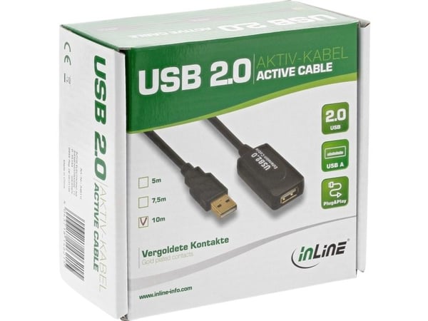 InLine 34605I, 5 m, USB A, USB A, USB 2.0, Hankjønn/hunkjønn, Svart