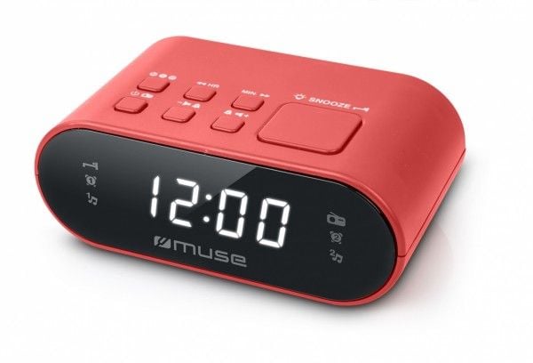 Muse M-10 RED, Digital vekkerklokke, Oval, Rød, 87,5 - 108 MHz, Radio/lydsignal, Knapper
