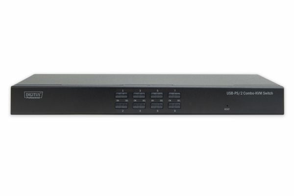 DIGITUS Professional DS-23200-2 - KVM-svitsj - 8 x KVM port(s) - 1 lokalbruker - rackmonterbar