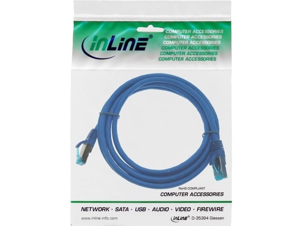 InLine 4043718189373, 0,5 m, Cat6a, S/FTP (S-STP), RJ-45, RJ-45, Blå