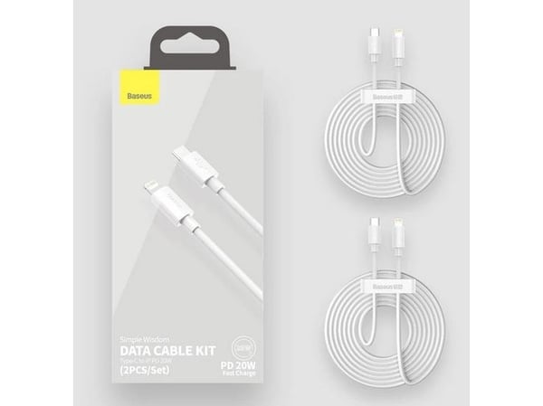 Baseus TZCATLZJ-02, 1,5 m, Lightning, USB C, Hankjønn, Hankjønn, Hvit