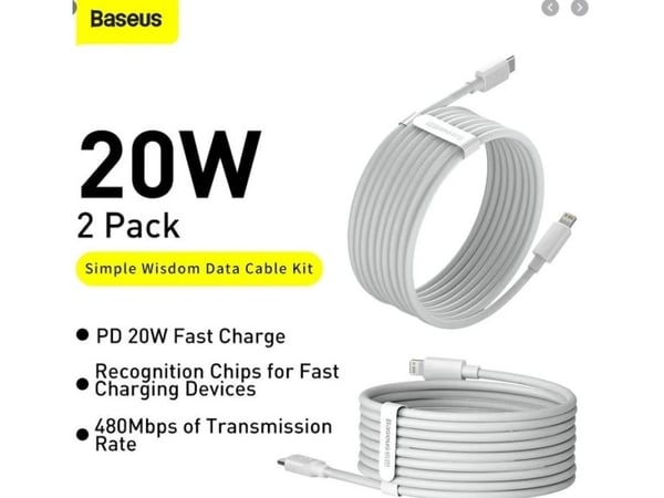 Baseus TZCATLZJ-02, 1,5 m, Lightning, USB C, Hankjønn, Hankjønn, Hvit