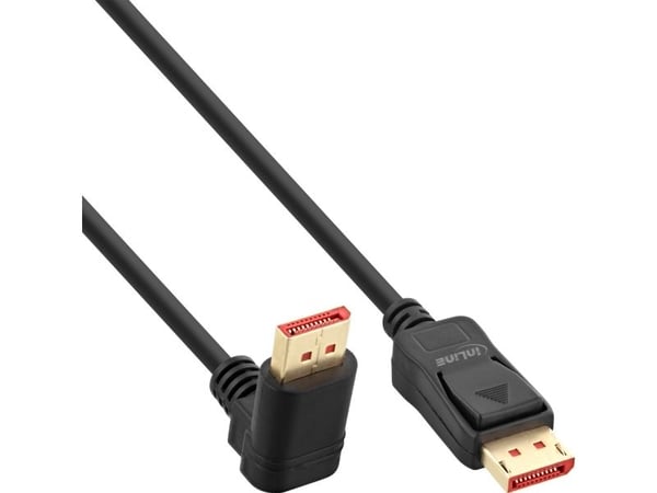 INLINE - DisplayPort-kabel - DisplayPort (M) vinklet oppover til DisplayPort (M) rett - DisplayPort 1.4 - 2 m - 8K-støtte - Svart