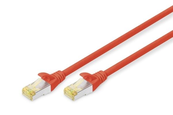 DIGITUS Professional - Patchkabel - RJ-45 (han) til RJ-45 (han) - 25 cm - SFTP - CAT 6a - booted, halogenfri, knastfri - rød