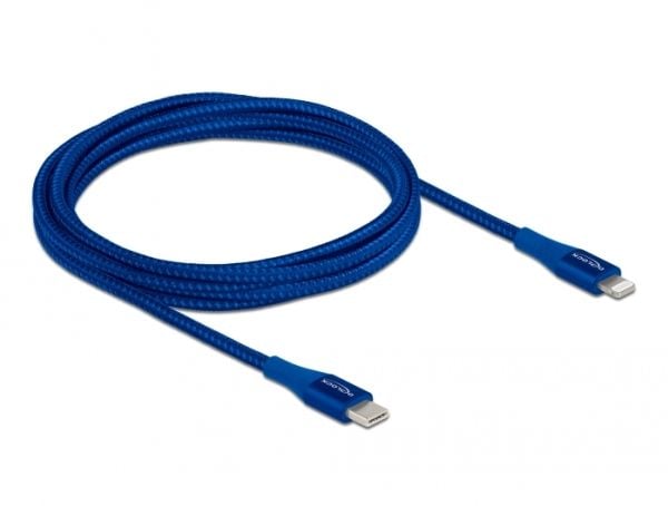 Delock - Lightning-kabel - USB-C hann til Lightning hann - 2 m - blå