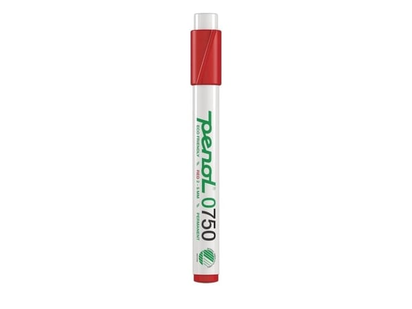 Permanent marker, Penol 0750, 2-5 mm, rød, pakke a 10 stk